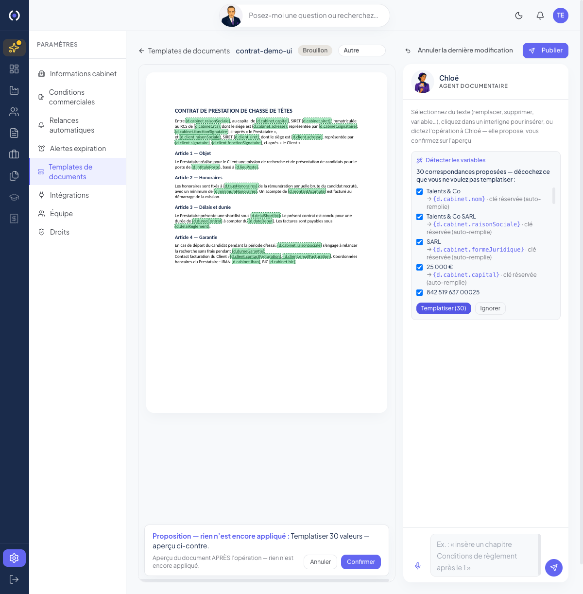 Coloé.ai — templatisation documentaire assistée par IA